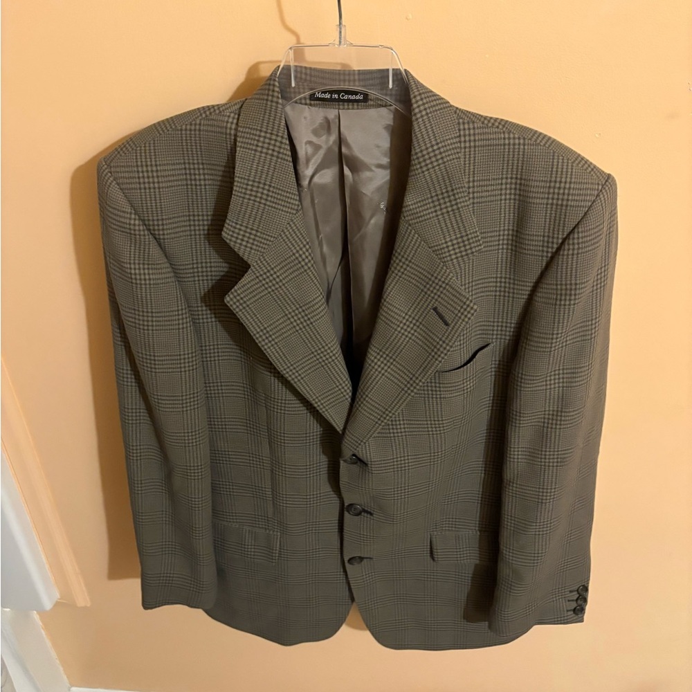 Yves Saint Laurent Vintage gray checked wool sport coat/blazer